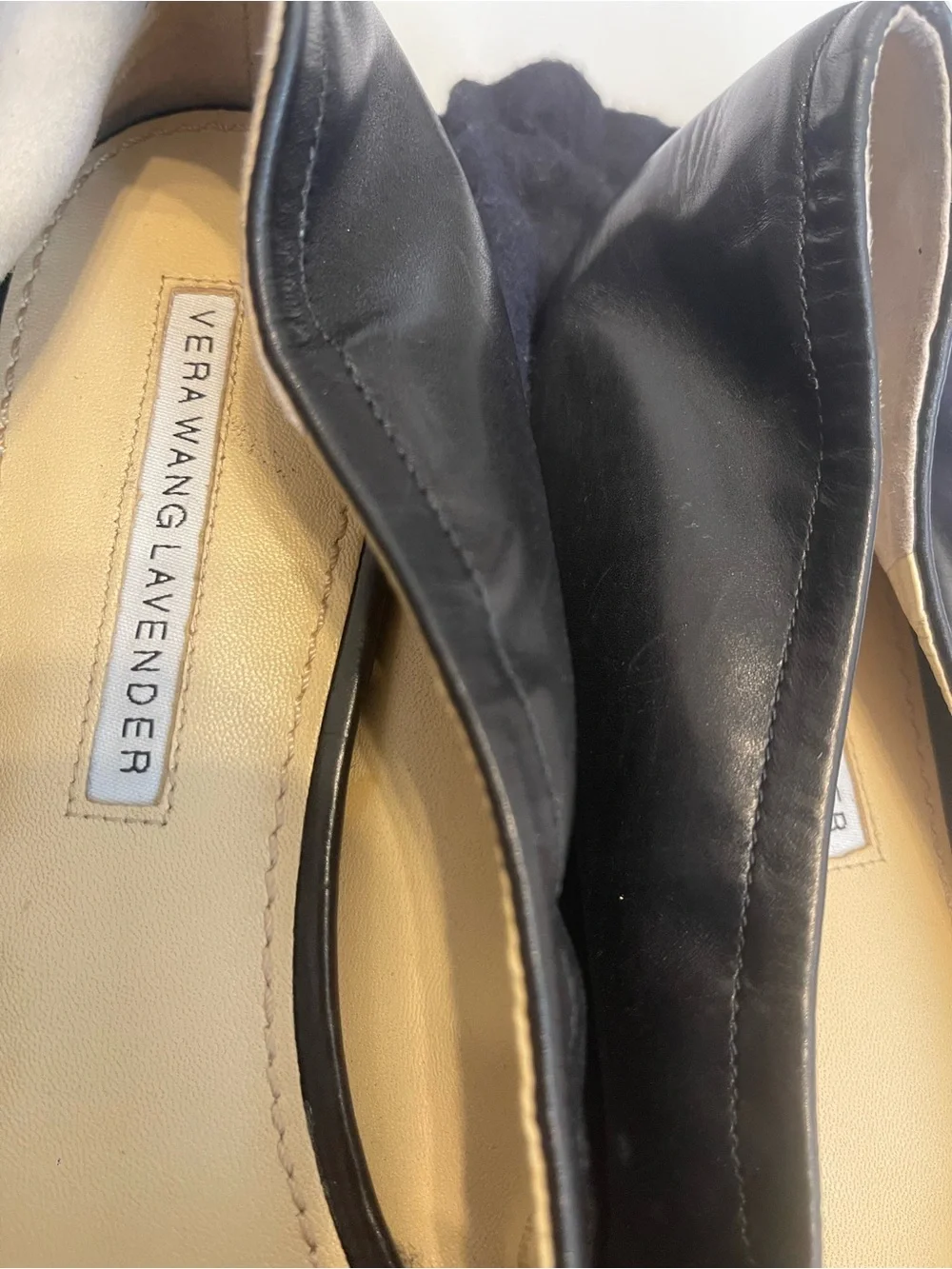 Vera Wang Lavender Black Leather Ballet Flats Women’s Size 11M w/ Dust Bag